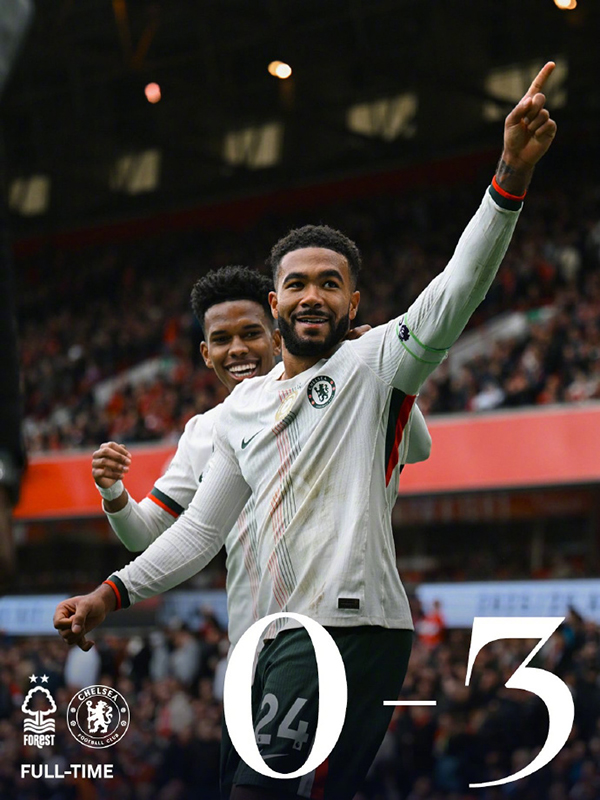 英超:切尔西3-0森林 内托詹姆斯传射 阿昌庞建功