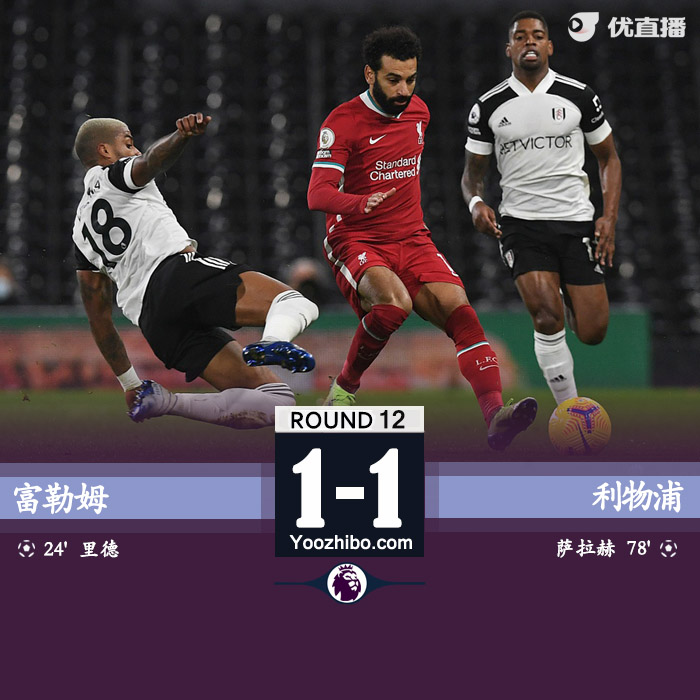 <a href=/zuqiujrs/liverpool/ target=_blank class=infotextkey>利物浦</a>1-1富勒姆