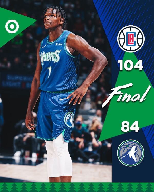 快船104-84击败森林狼 乔治21+11+6 雷吉20分 唐斯20+8