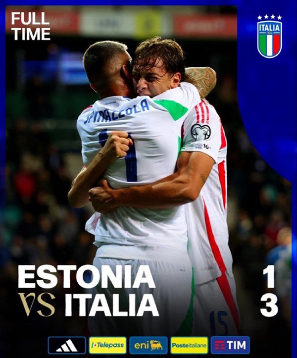 世预赛:意大利3-1爱沙尼亚 小基恩破门后伤退多纳鲁马送礼
